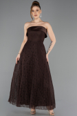 Midi Brown Dantelle Party Dress ABK2538