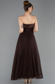 Midi Brown Dantelle Party Dress ABK2538