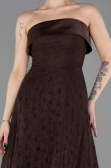 Midi Brown Dantelle Party Dress ABK2538