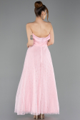 Midi Powder Color Dantelle Party Dress ABK2538