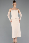 Midi Beige Cocktail Dress ABK2539