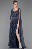Long Navy Blue Stony Evening Dress ABU5751