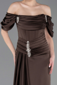 Long Brown Satin Mermaid Evening Gown ABU5765