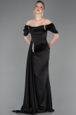 Long Black Satin Mermaid Evening Gown ABU5765