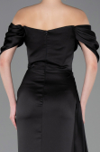 Long Black Satin Mermaid Evening Gown ABU5765
