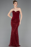 Long Burgundy Beaded Evening Dress ABU5766