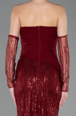 Long Burgundy Beaded Evening Dress ABU5766
