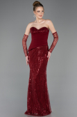 Long Burgundy Beaded Evening Dress ABU5766