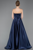 Long Navy Blue Satin Evening Dress ABU5767