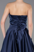 Long Navy Blue Satin Evening Dress ABU5767