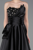 Long Black Satin Evening Dress ABU5767