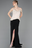 Long Black-Beige Chiffon Evening Dress ABU5753