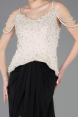 Long Black-Beige Chiffon Evening Dress ABU5753