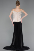 Long Black-Beige Chiffon Evening Dress ABU5753