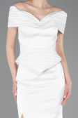 Long White Satin Evening Dress ABU5785