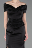 Long Black Satin Evening Dress ABU5785