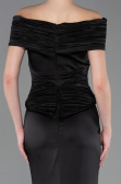 Long Black Satin Evening Dress ABU5785