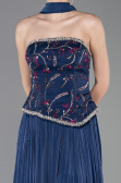 Long Navy Blue Chiffon Evening Dress ABU5786