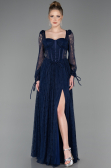 Long Navy Blue Dantelle Evening Dress ABU5797