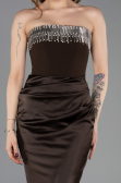 Long Brown Satin Mermaid Evening Gown ABU5820