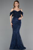 Long Navy Blue Dantelle Mermaid Evening Gown ABU5822