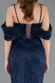 Long Navy Blue Dantelle Mermaid Evening Gown ABU5822