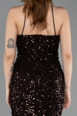Brown Strapless Underwire Slit Long Sequin Evening Gown ABU4842