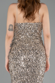 Mink Strapless Underwire Slit Long Sequin Evening Gown ABU4842