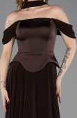 Brown Long Chiffon Evening Dress ABU5327