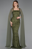 Olive Drab Long Scaly Evening Dress ABU5589