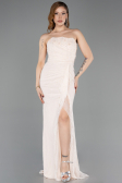 Beige Long Dantelle Evening Dress ABU5603