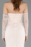 Beige Long Dantelle Evening Dress ABU5603