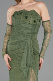 Olive Drab Long Dantelle Evening Dress ABU5603
