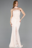 Beige Long Dantelle Evening Dress ABU5686