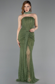 Olive Drab Long Dantelle Evening Dress ABU5686