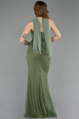 Olive Drab Long Dantelle Evening Dress ABU5686