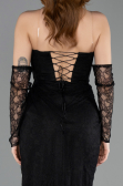 Long Black Dantelle Evening Dress ABU5770
