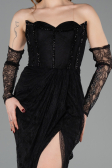 Long Black Dantelle Evening Dress ABU5770