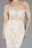 Long Beige Beaded Evening Dress ABU5833