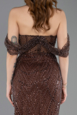 Long Brown Beaded Evening Dress ABU5833