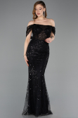 Long Black Beaded Evening Dress ABU5833
