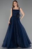 Long Navy Blue Dantelle Evening Dress ABU5778
