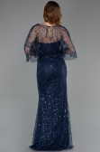 Long Navy Blue Beaded Evening Dress ABU5798