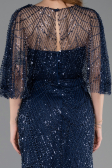 Long Navy Blue Beaded Evening Dress ABU5798