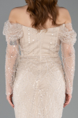 Long Beige Beaded Evening Dress ABU5825
