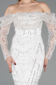 Long White Beaded Evening Dress ABU5825