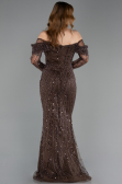 Long Brown Beaded Evening Dress ABU5825