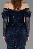 Long Navy Blue Beaded Evening Dress ABU5825