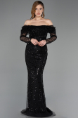 Long Black Beaded Evening Dress ABU5825