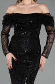 Long Black Beaded Evening Dress ABU5825